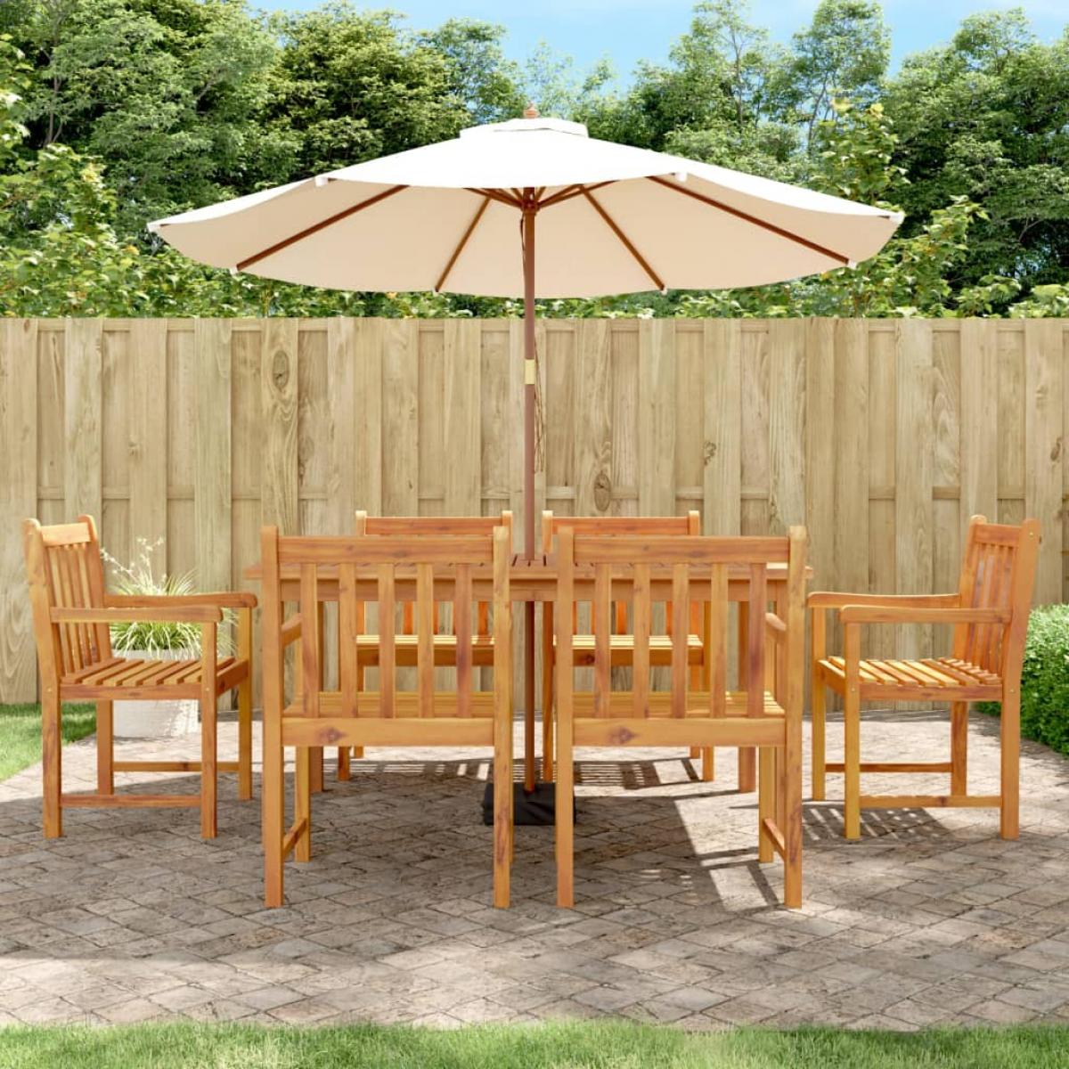 Juego de comedor para jardín 7 piezas madera maciza acacia