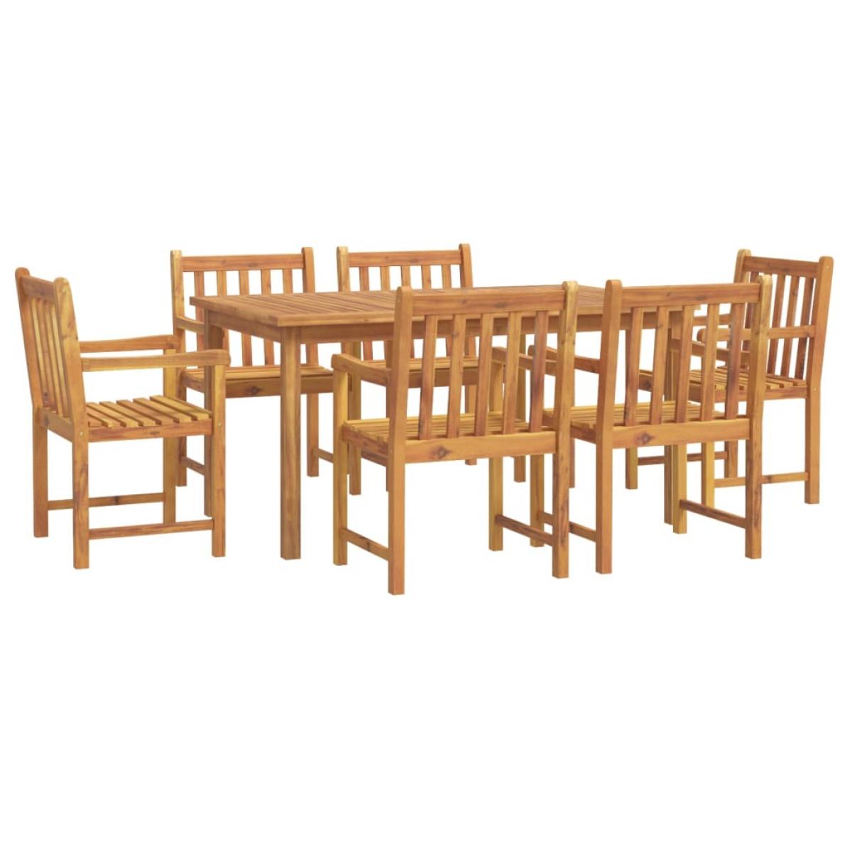 Juego de comedor para jardín 7 piezas madera maciza acacia