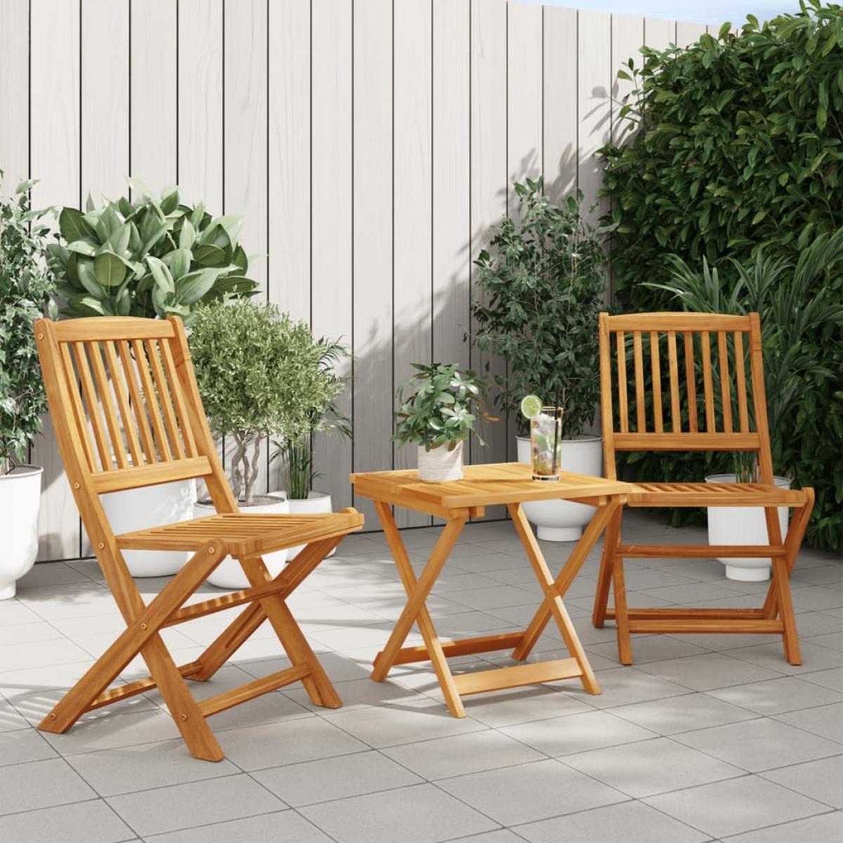 Set de comedor de jardín plegable 3 pzas madera maciza acacia
