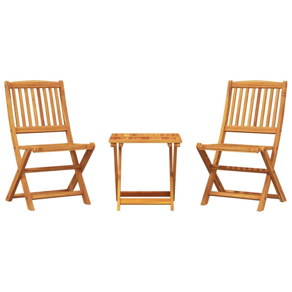 Set de comedor de jardín plegable 3 pzas madera maciza acacia