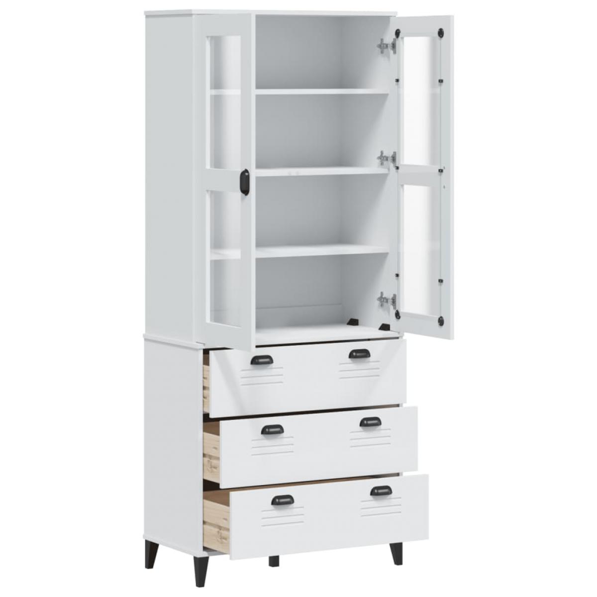 Aparador alto VIKEN madera maciza de pino blanco 80x40x190 cm