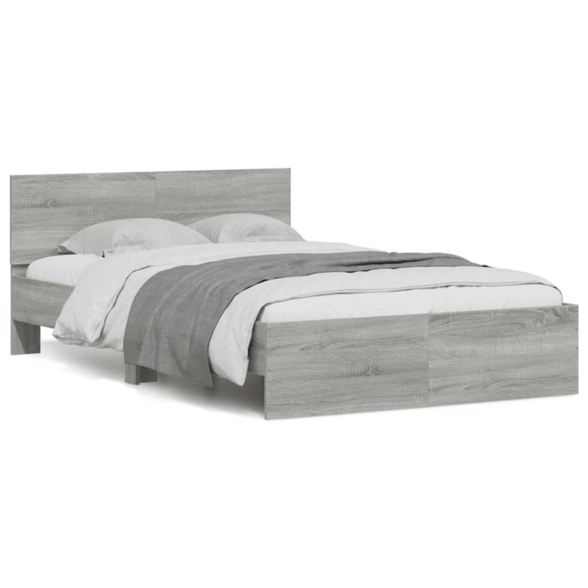 Estructura de cama con cabecero gris Sonoma 120x200 cm