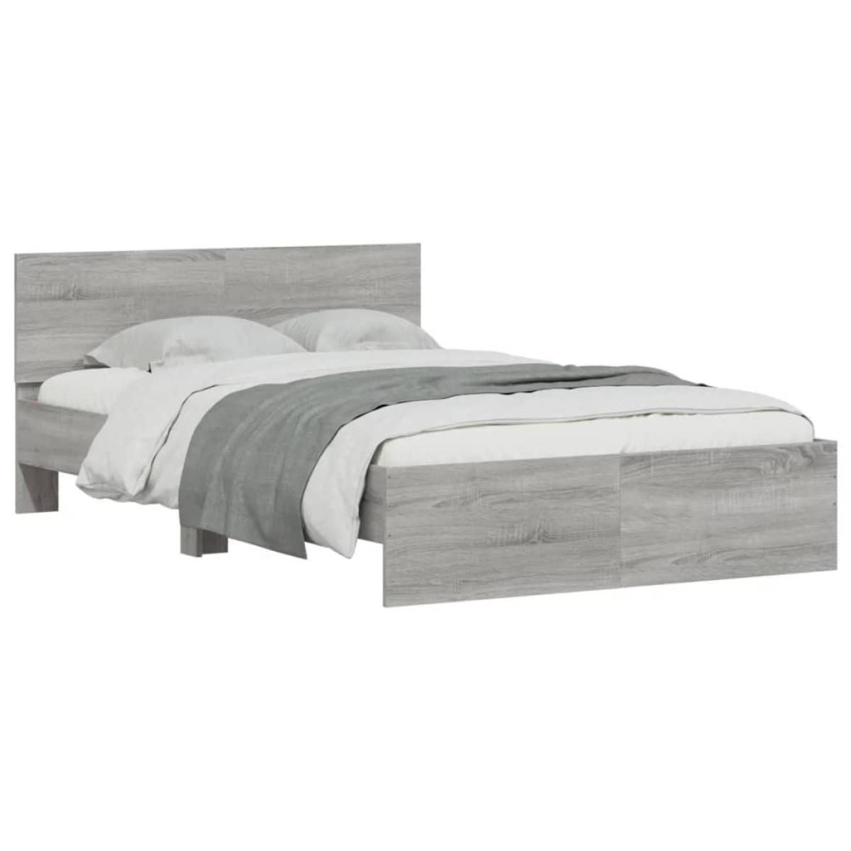 Estructura de cama con cabecero gris Sonoma 120x200 cm