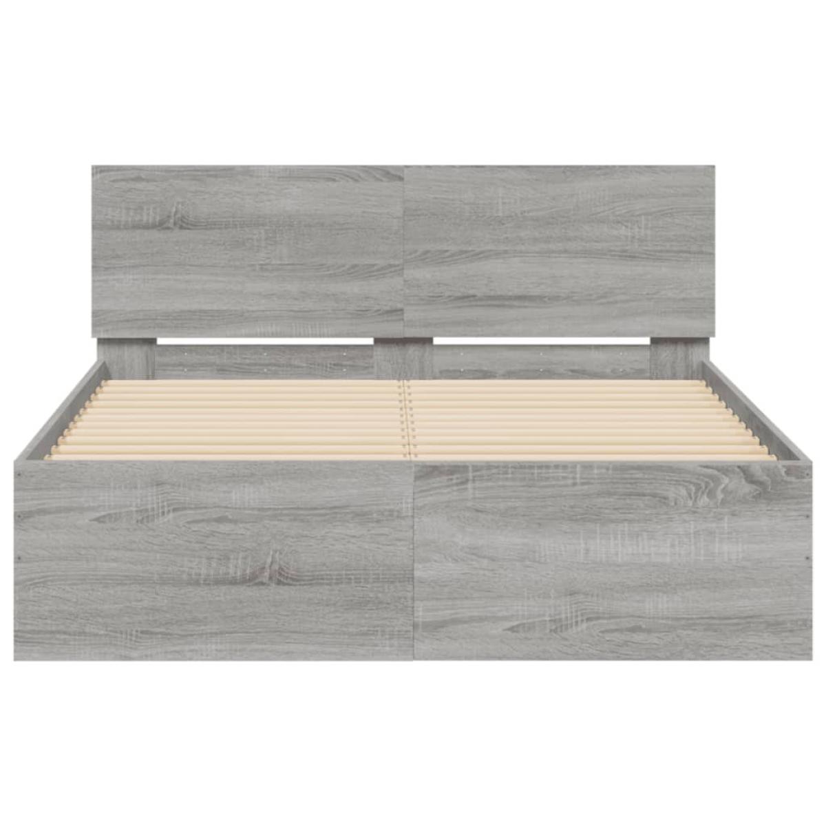 Estructura de cama con cabecero gris Sonoma 120x200 cm