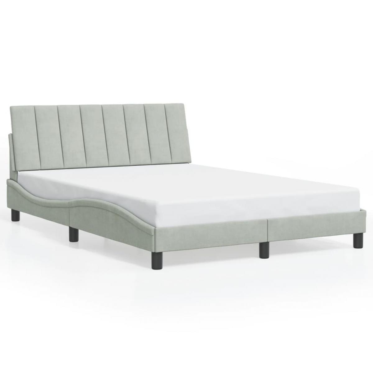 Estructura de cama sin colchón terciopelo gris claro 140x190 cm