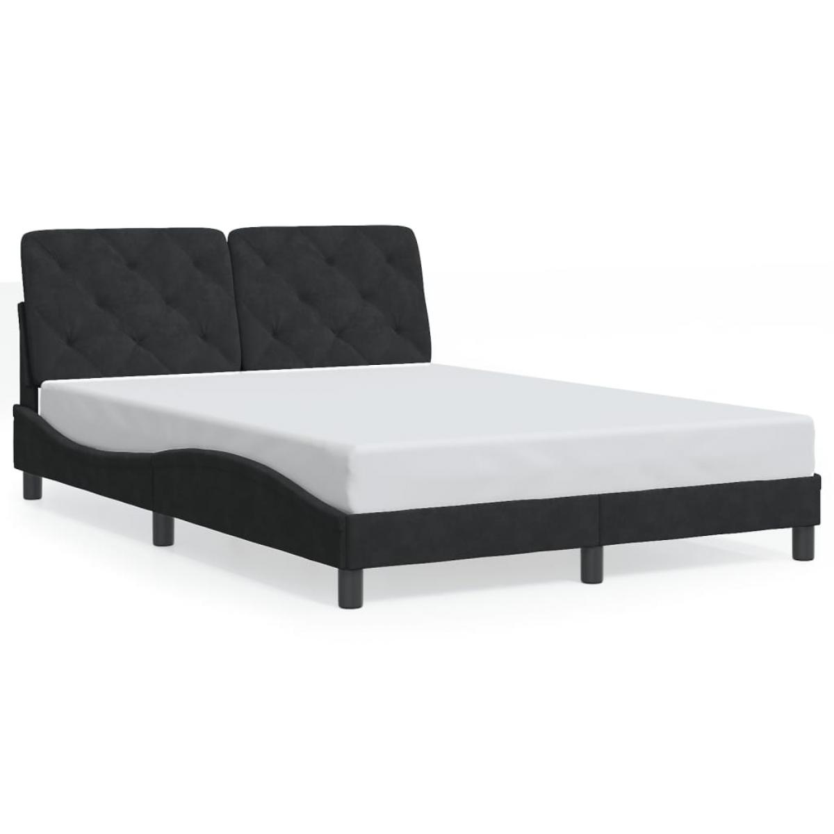 Estructura de cama sin colchón terciopelo negro 140x200 cm