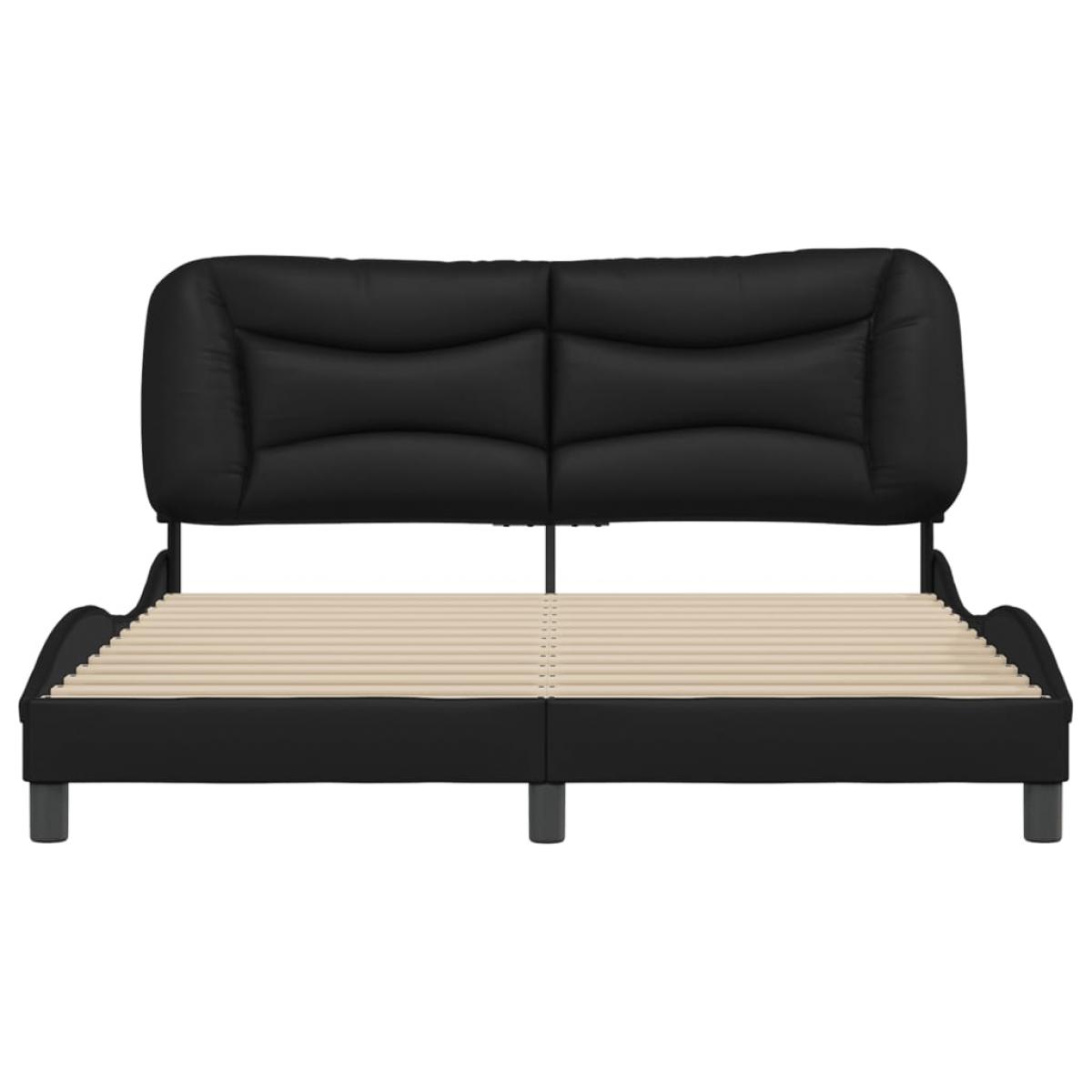 Estructura de cama sin colchón cuero sintético negro 160x200 cm