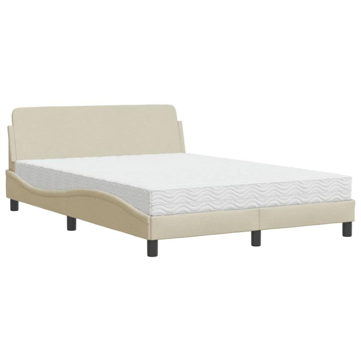Cama con colchón tela color crema 140x200 cm