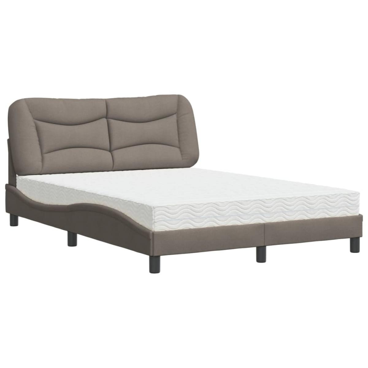 Cama con colchón tela gris taupe 120x200 cm