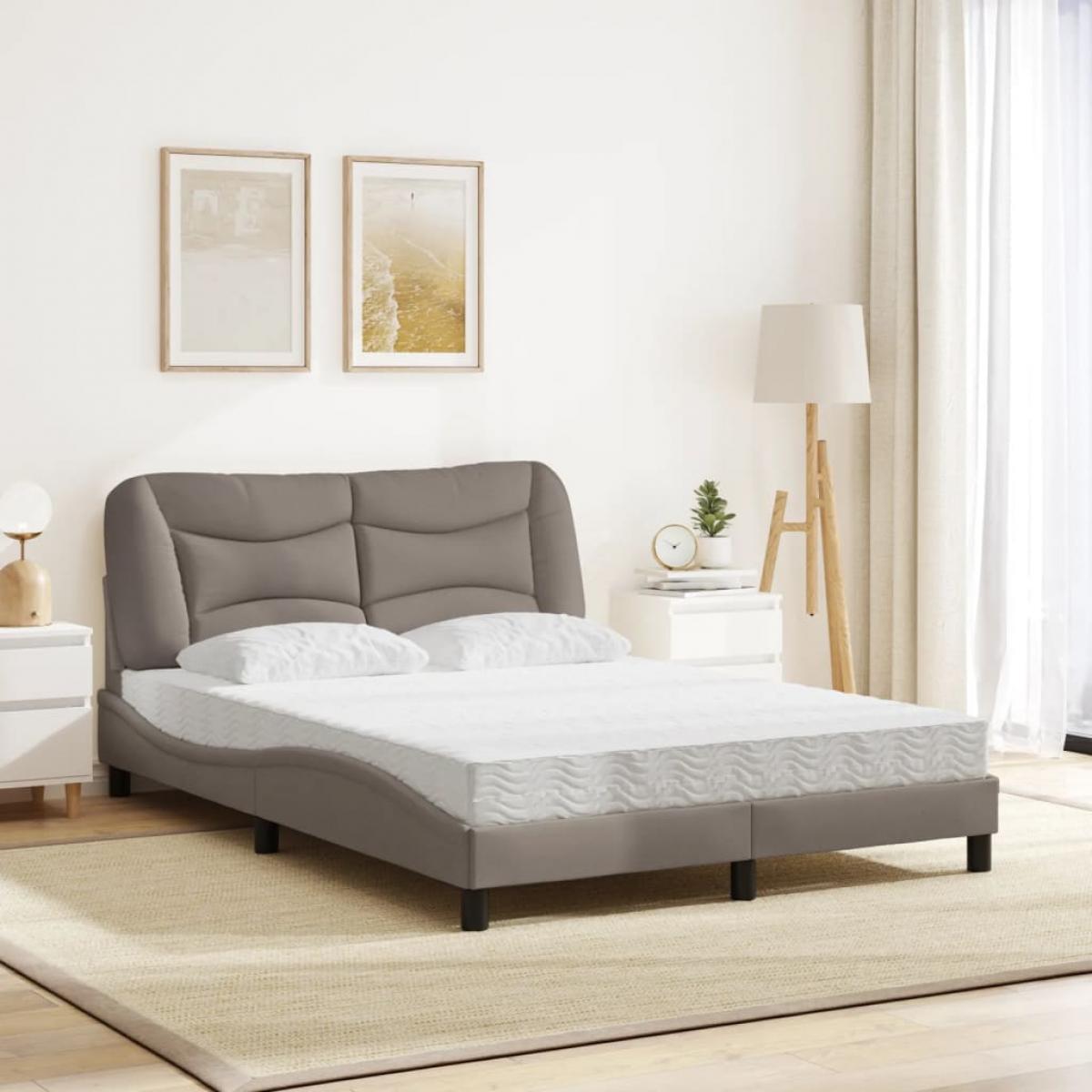 Cama con colchón tela gris taupe 120x200 cm
