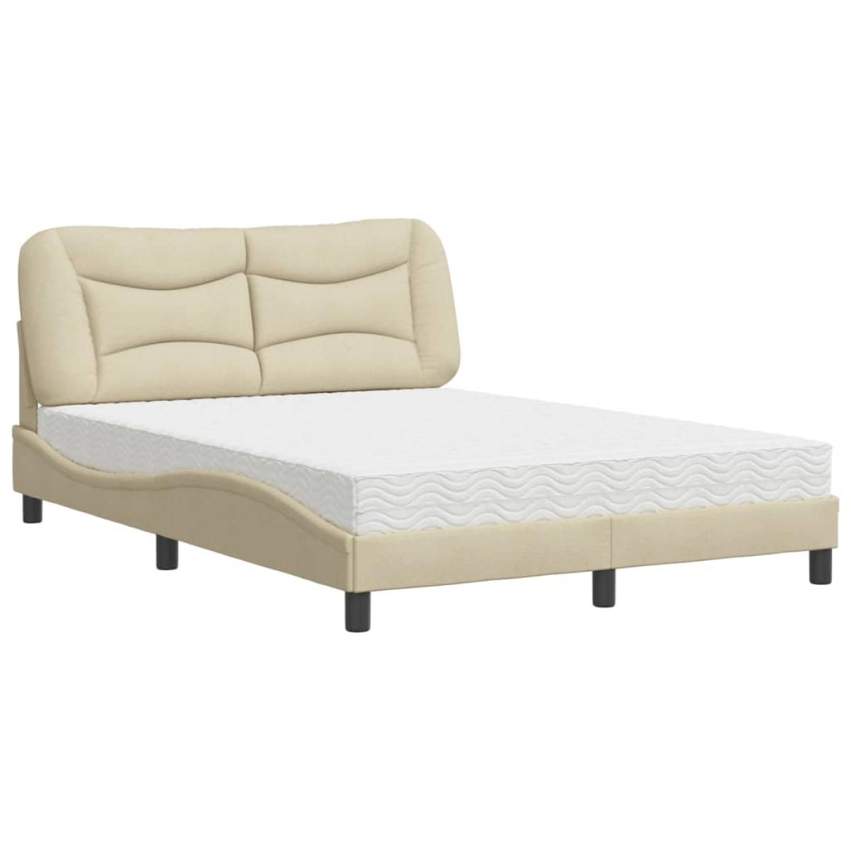 Cama con colchón tela color crema 140x200 cm
