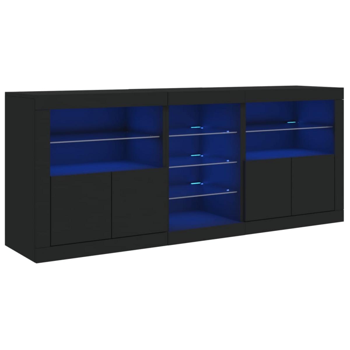 Aparador con luces LED negro 181,5x37x67 cm