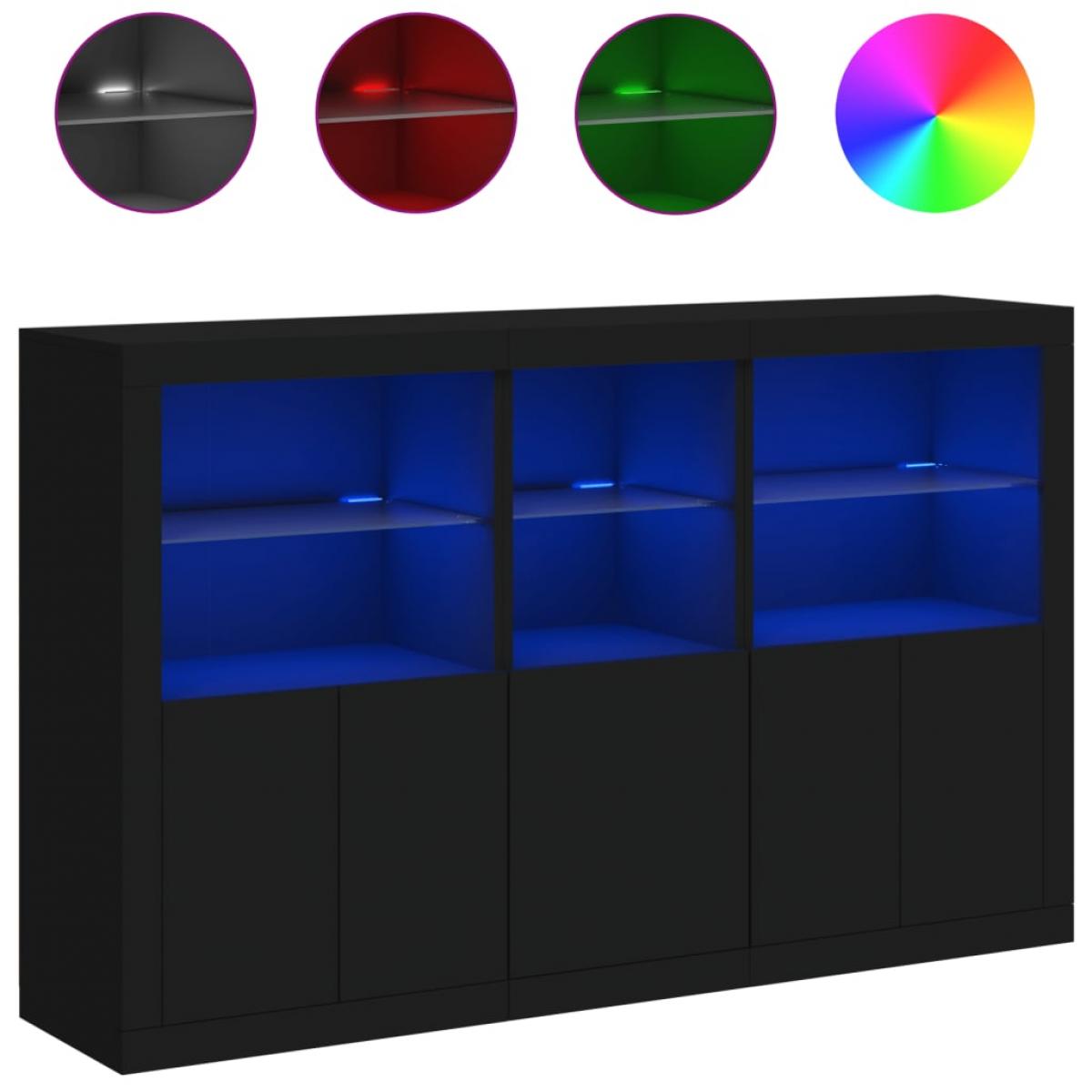 Aparador con luces LED negro 162x37x100 cm