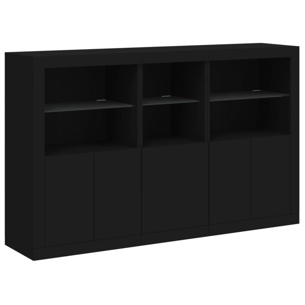 Aparador con luces LED negro 162x37x100 cm