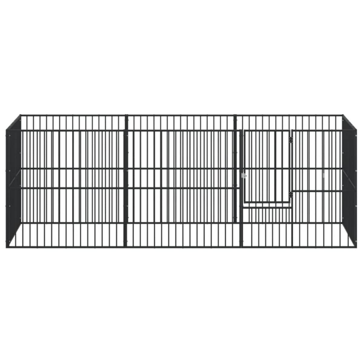 Corralito para perros con 8 paneles acero galvanizado negro