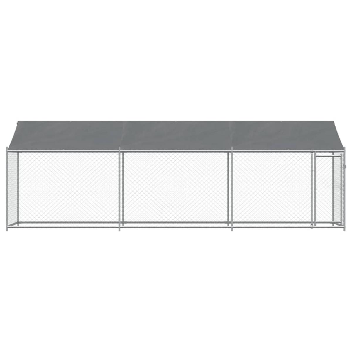 Jaula de perros techo y puerta acero galvanizado gris 6x2x2 m