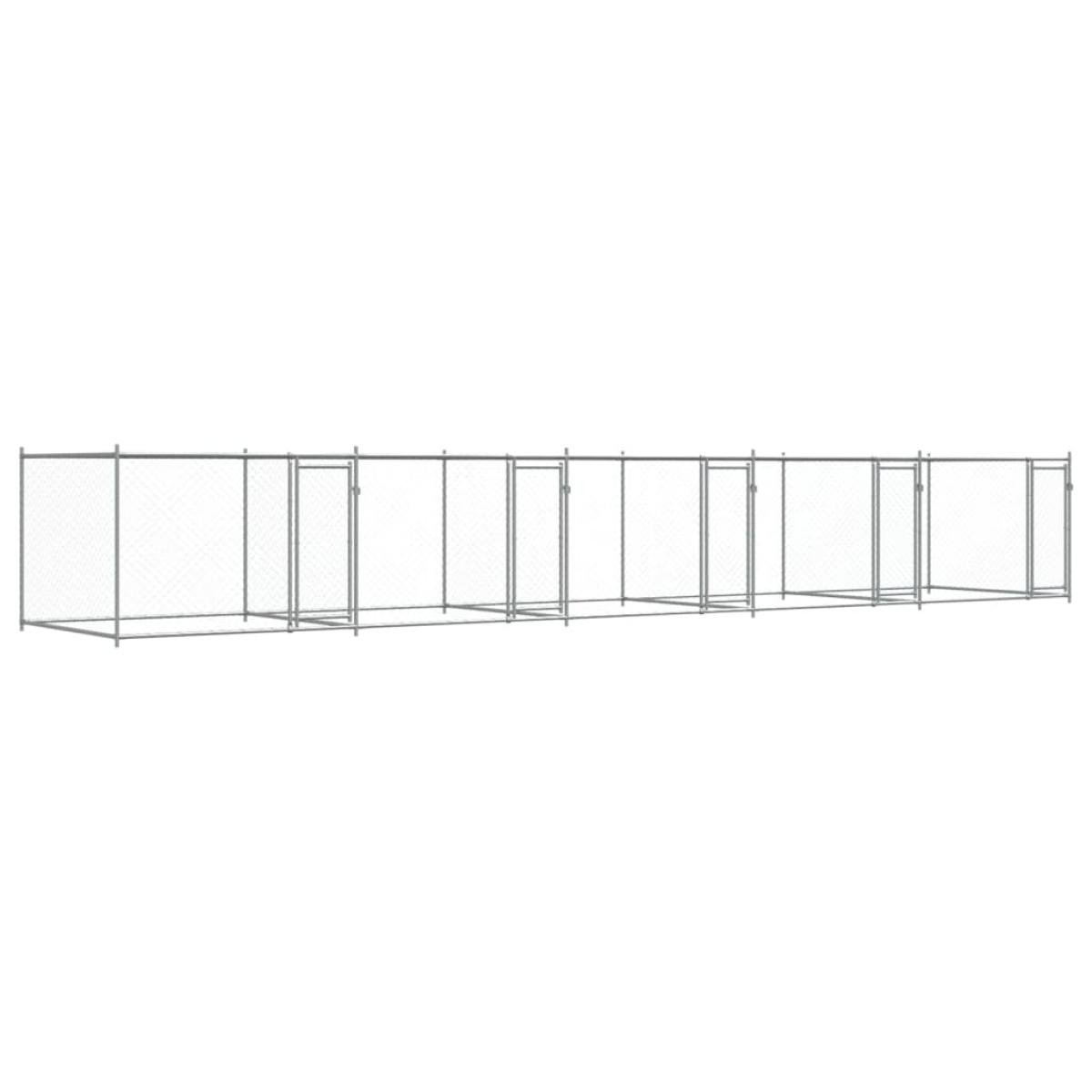 Jaula de perros con puertas acero galvanizado gris 10x2x1,5 m