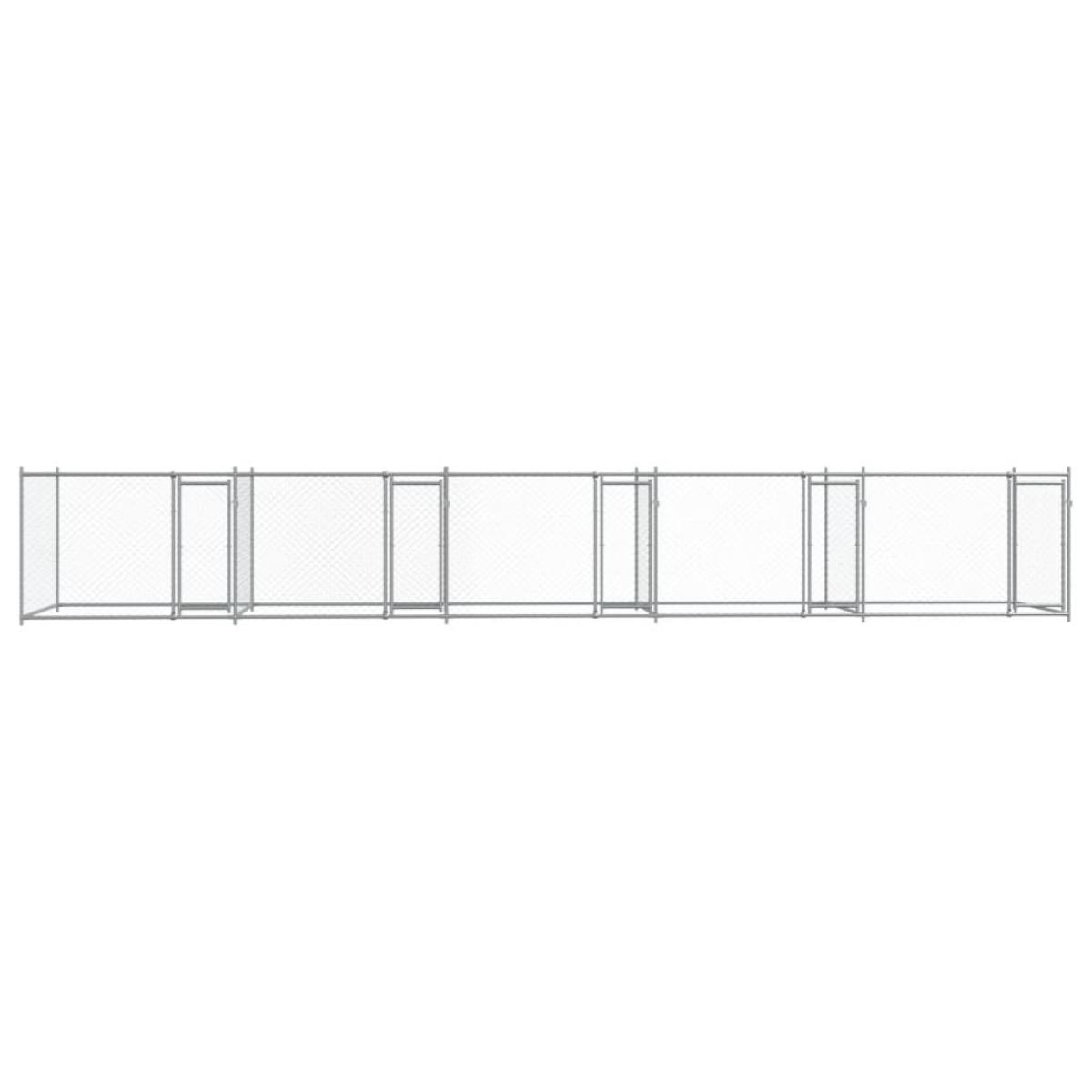 Jaula de perros con puertas acero galvanizado gris 10x2x1,5 m