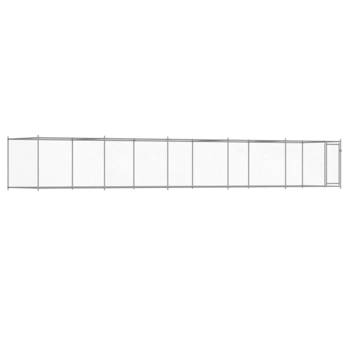 Jaula de perros con puerta acero galvanizado gris 10x2x1,5 m