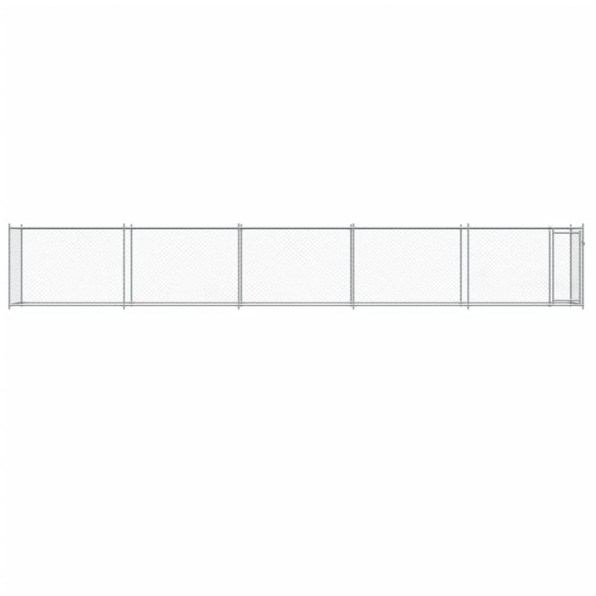 Jaula de perros con puerta acero galvanizado gris 10x2x1,5 m