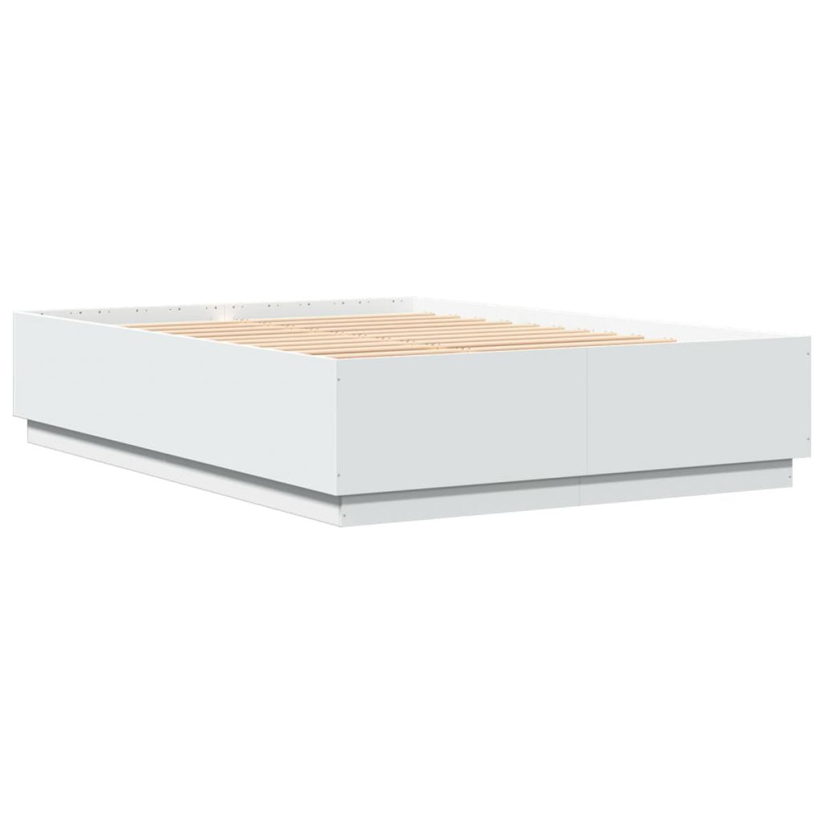 Estructura de cama con LED madera ingeniería blanco 160x200 cm