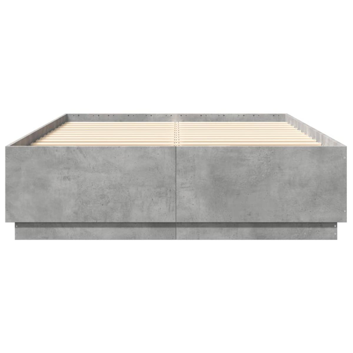 Estructura de cama madera de ingeniería gris hormigón 160x200cm