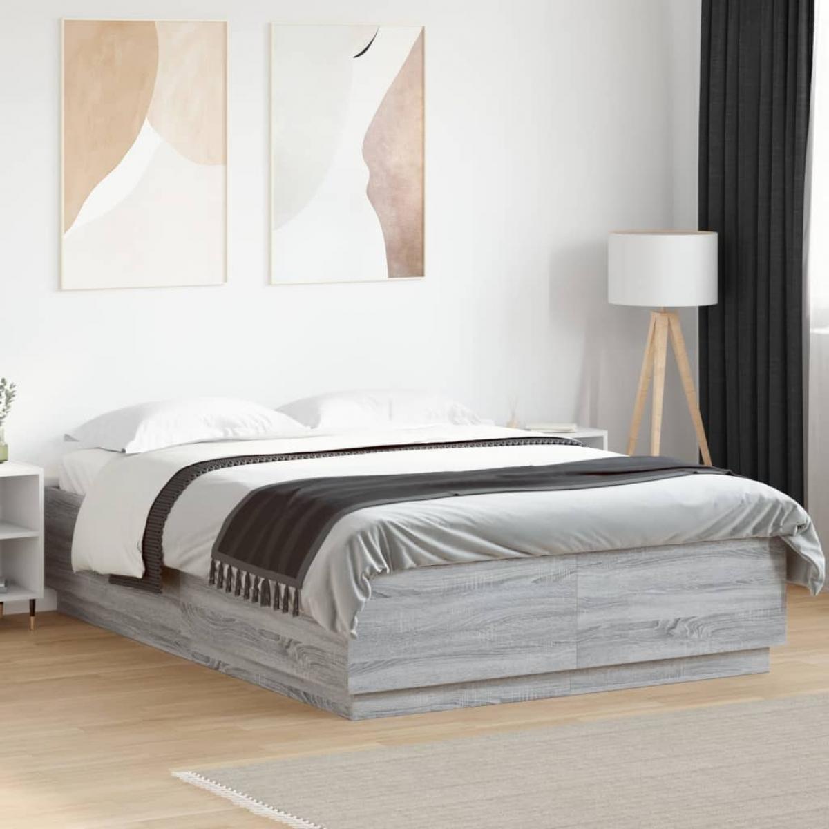 Estructura de cama madera de ingeniería gris Sonoma 150x200 cm