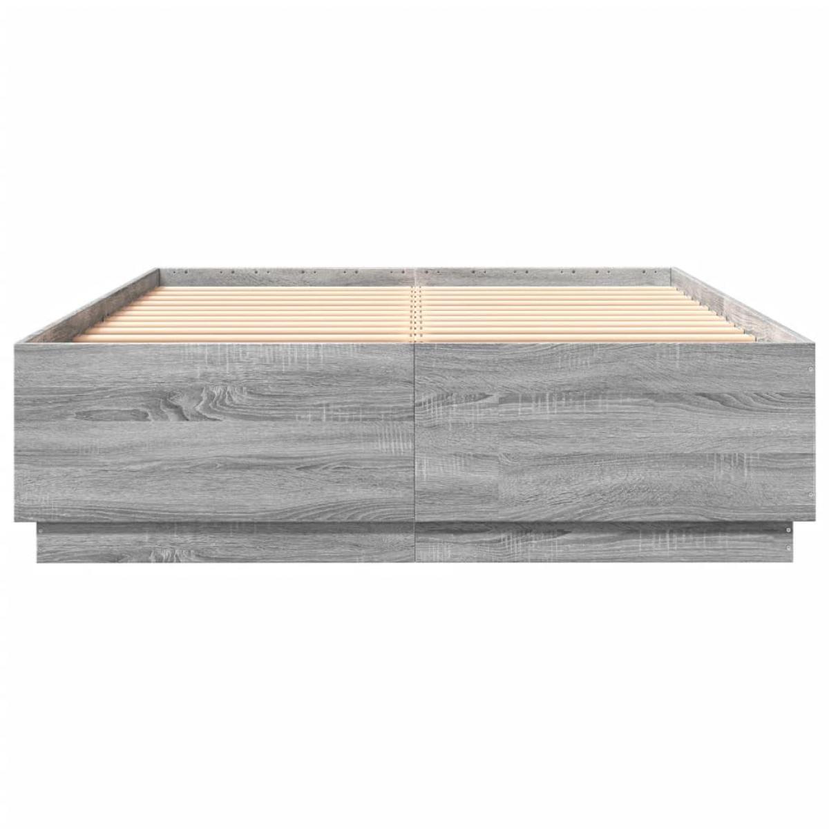 Estructura de cama madera de ingeniería gris Sonoma 150x200 cm