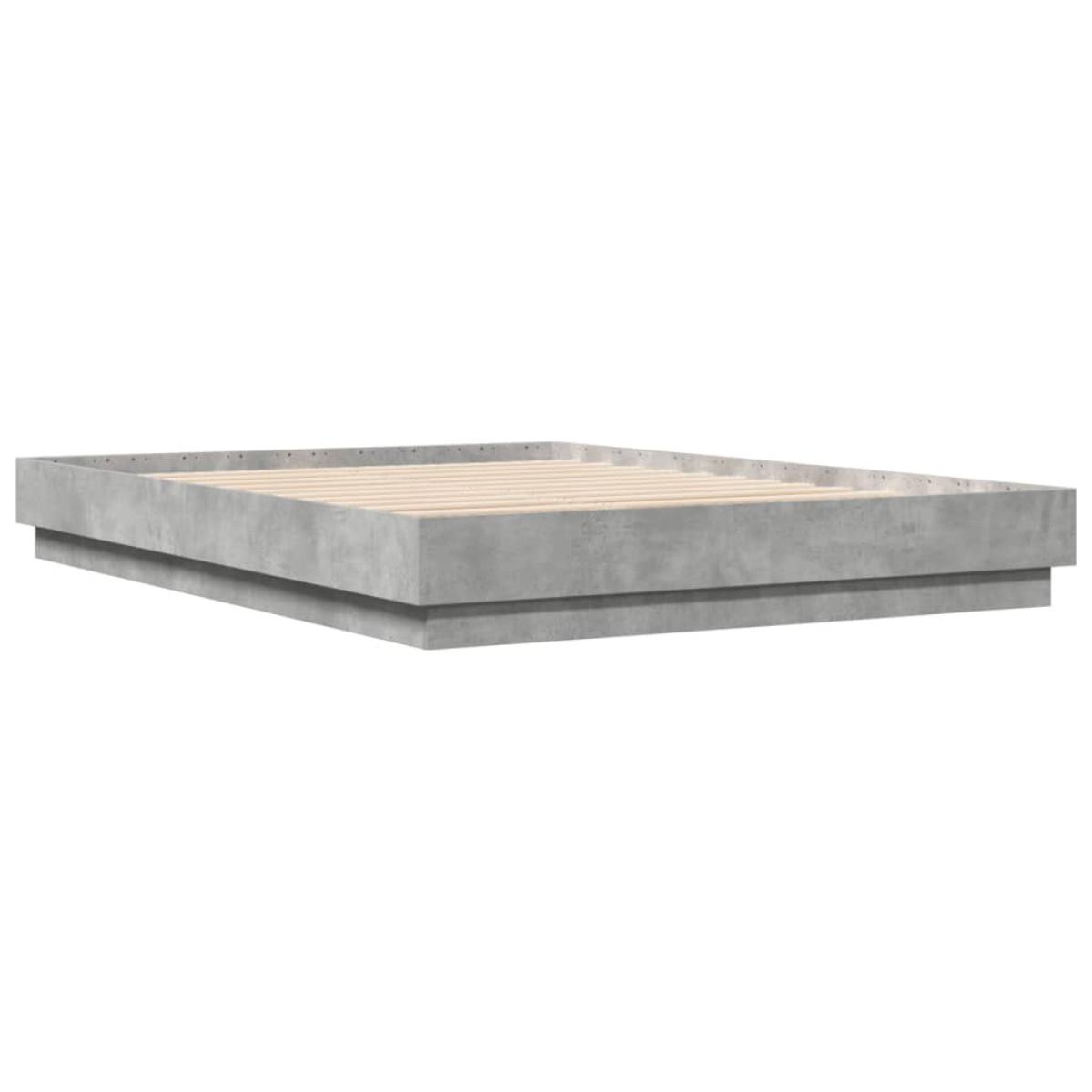 Estructura de cama madera de ingeniería gris hormigón 150x200cm