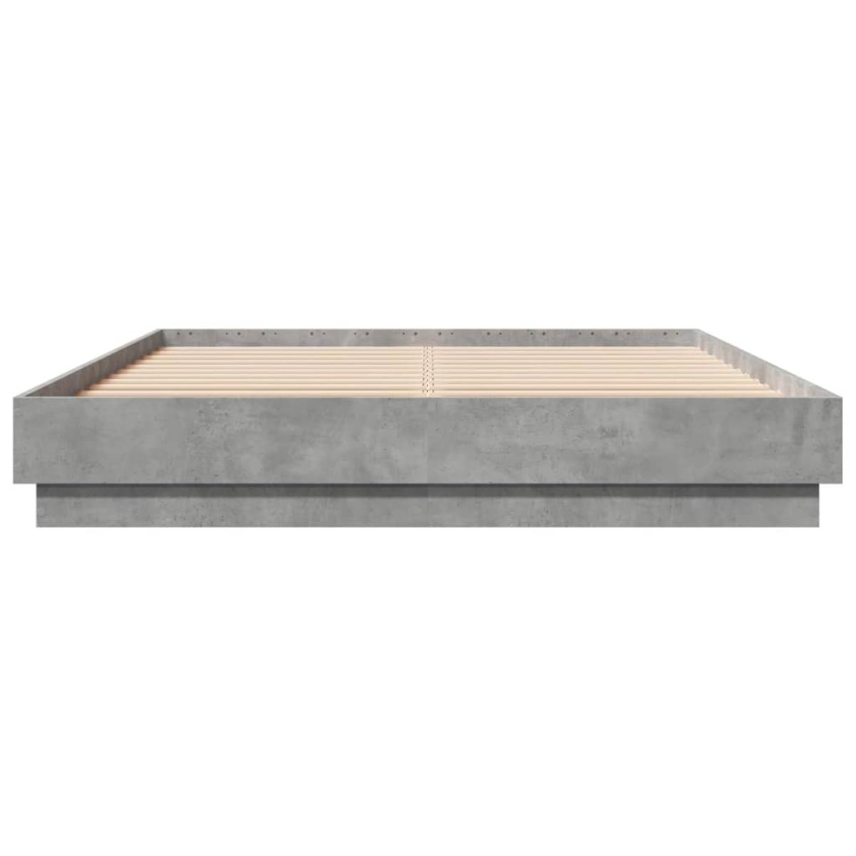 Estructura de cama madera de ingeniería gris hormigón 150x200cm