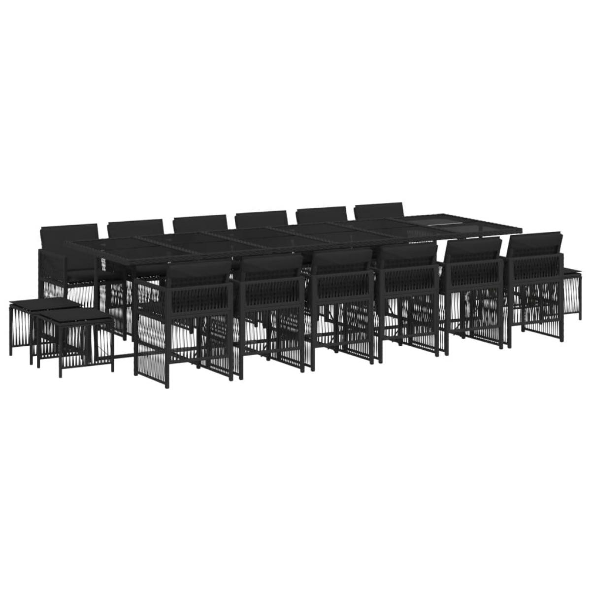 Set de muebles jardín 17 pzas con cojines ratán sintético negro