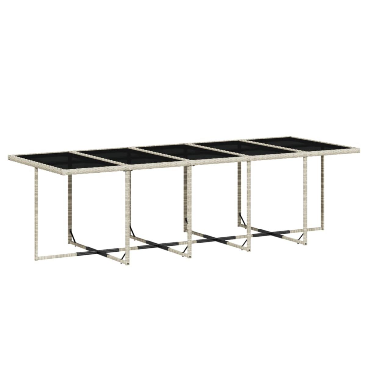 Set comedor jardín y cojines 15 pzas ratán sintético gris claro