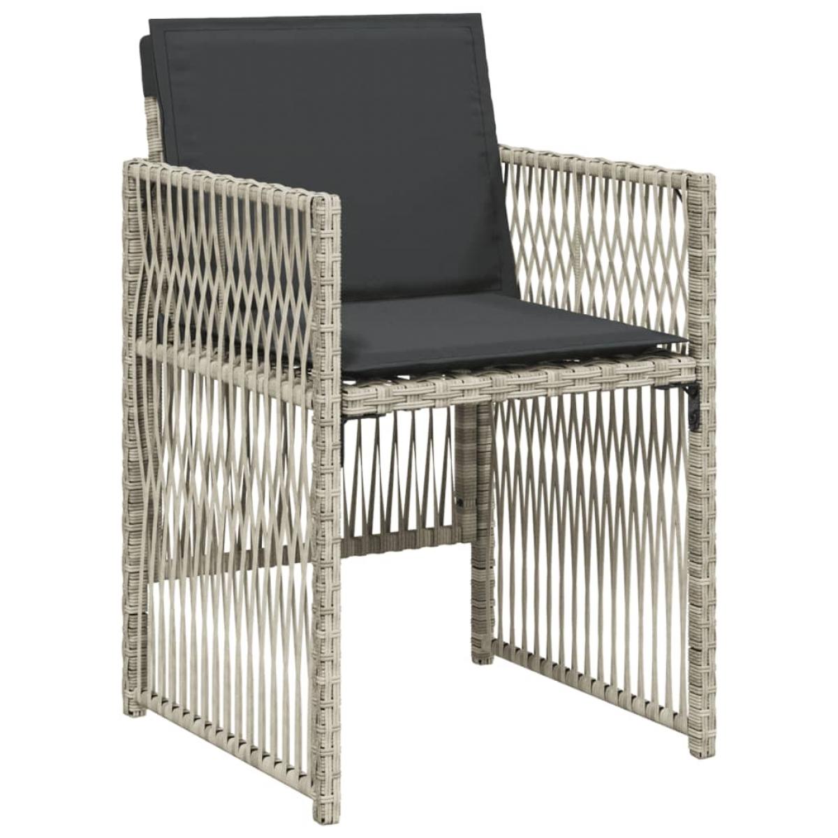 Set comedor jardín y cojines 15 pzas ratán sintético gris claro