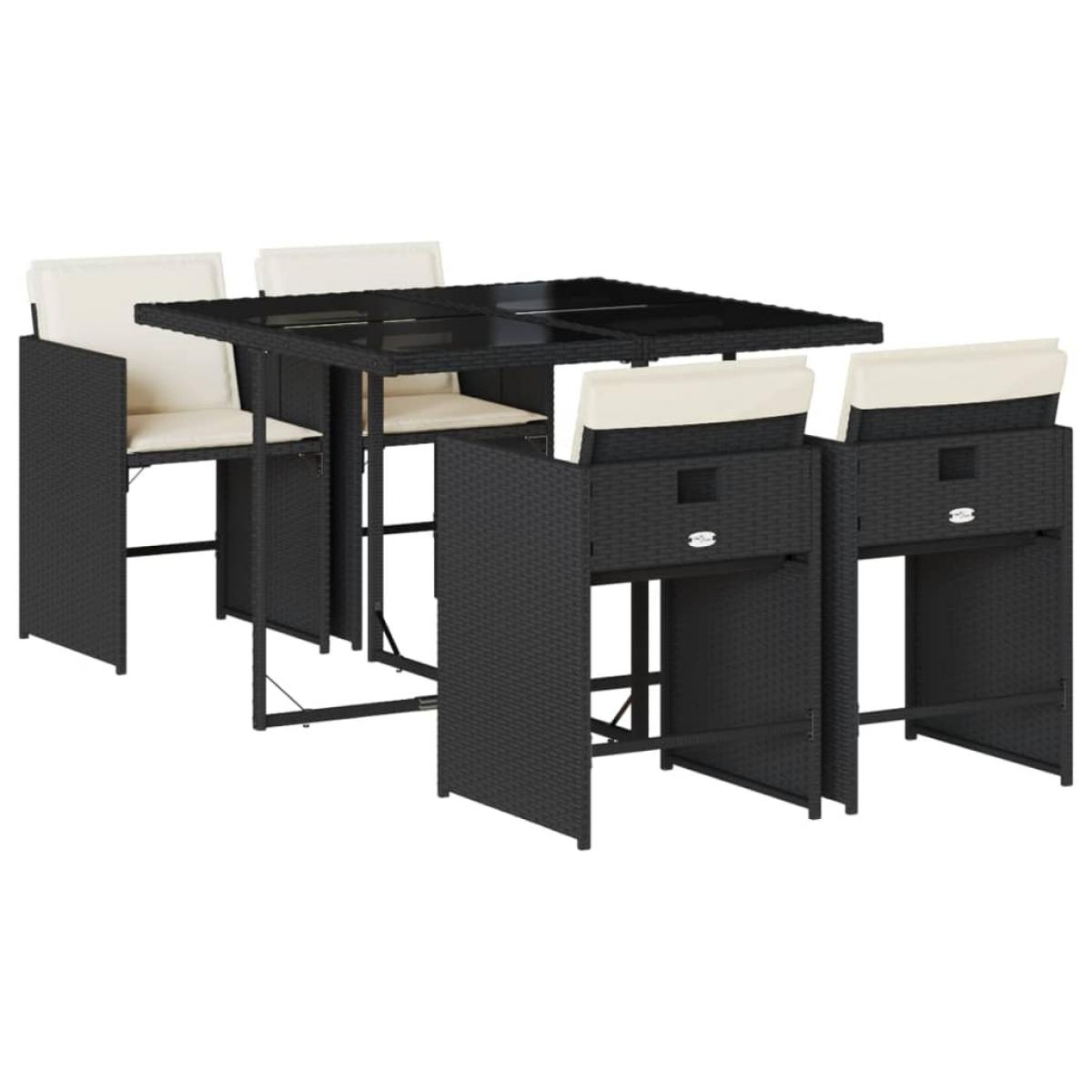 Set de muebles jardín 5 pzas con cojines ratán sintético negro