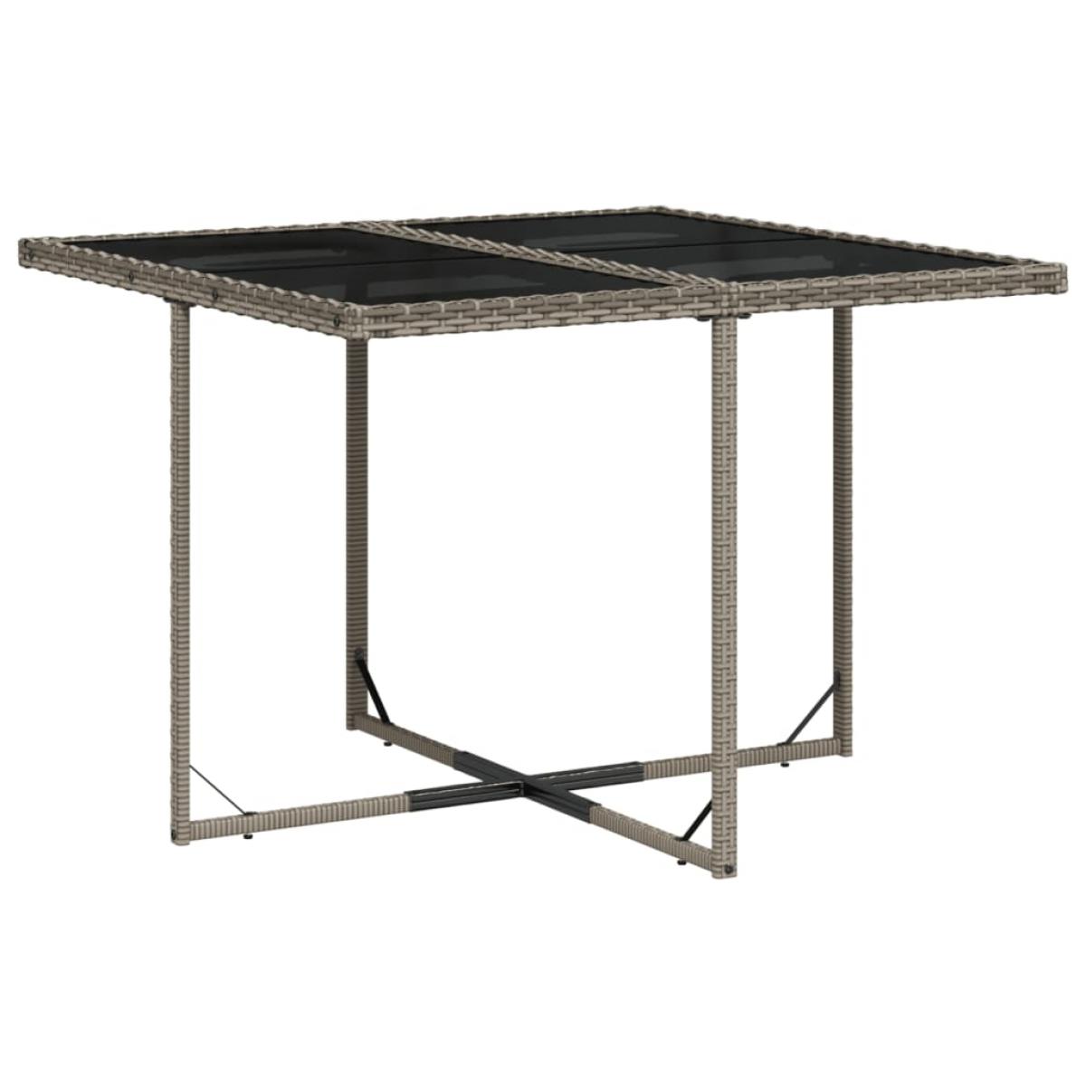 Set de comedor de jardín 11 pzas y cojines ratán sintético gris