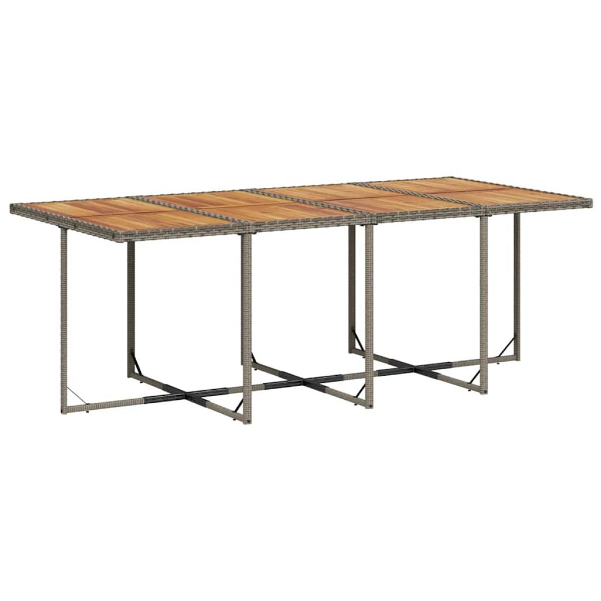 Set comedor de jardín con cojines 13 pzas ratán sintético gris