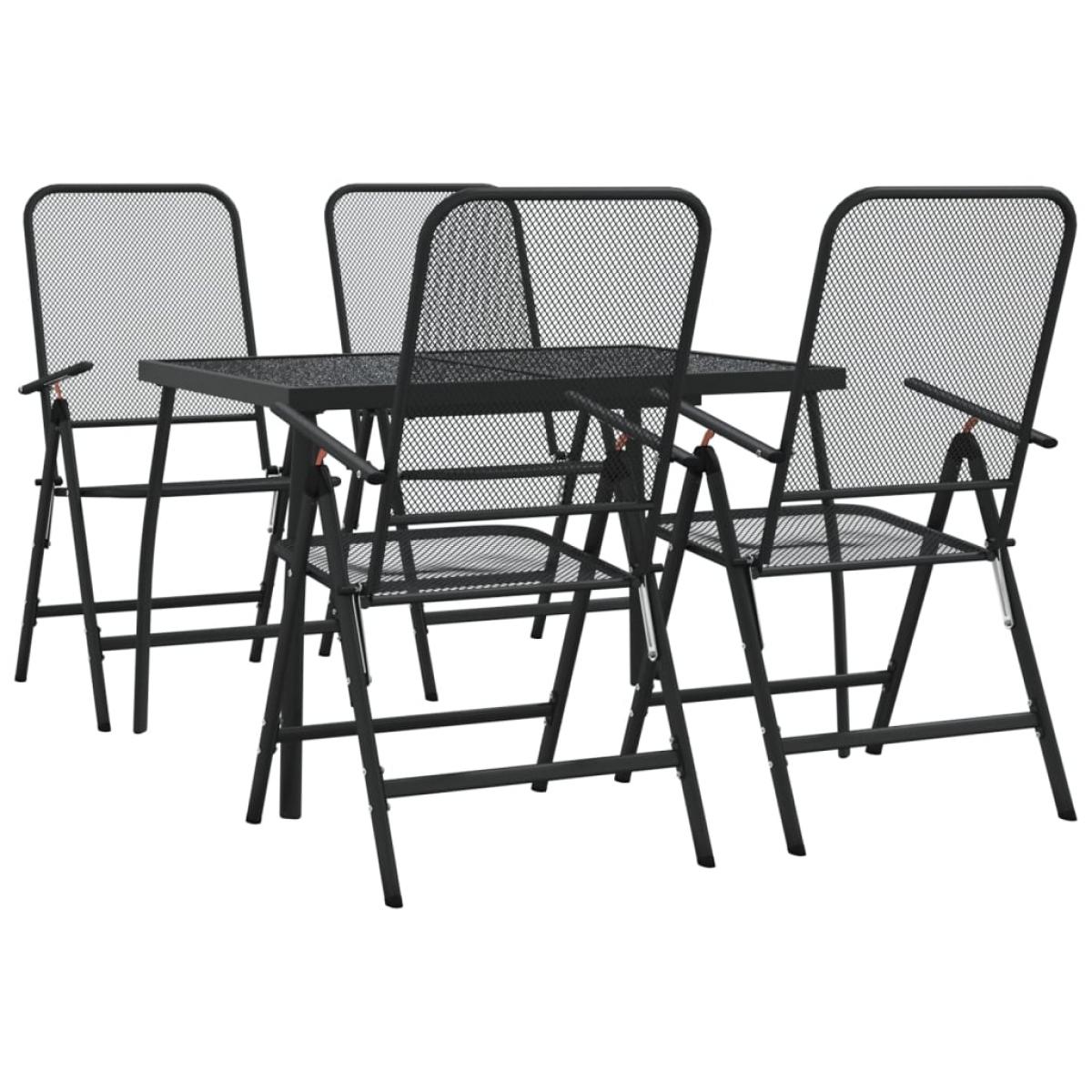 Juego de comedor de jardín 5 pzas malla metálica gris antracita