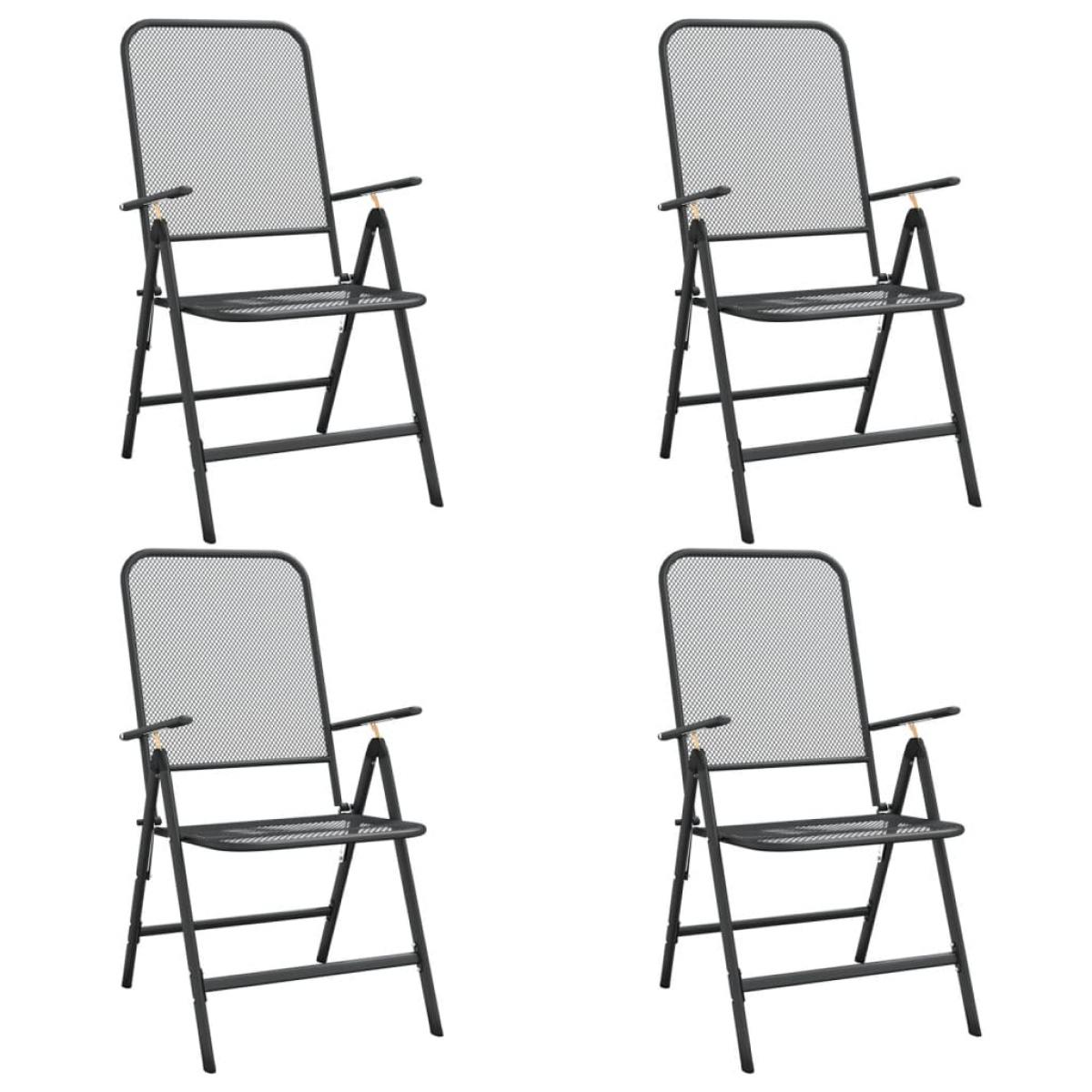 Juego de comedor de jardín 5 pzas malla metálica gris antracita