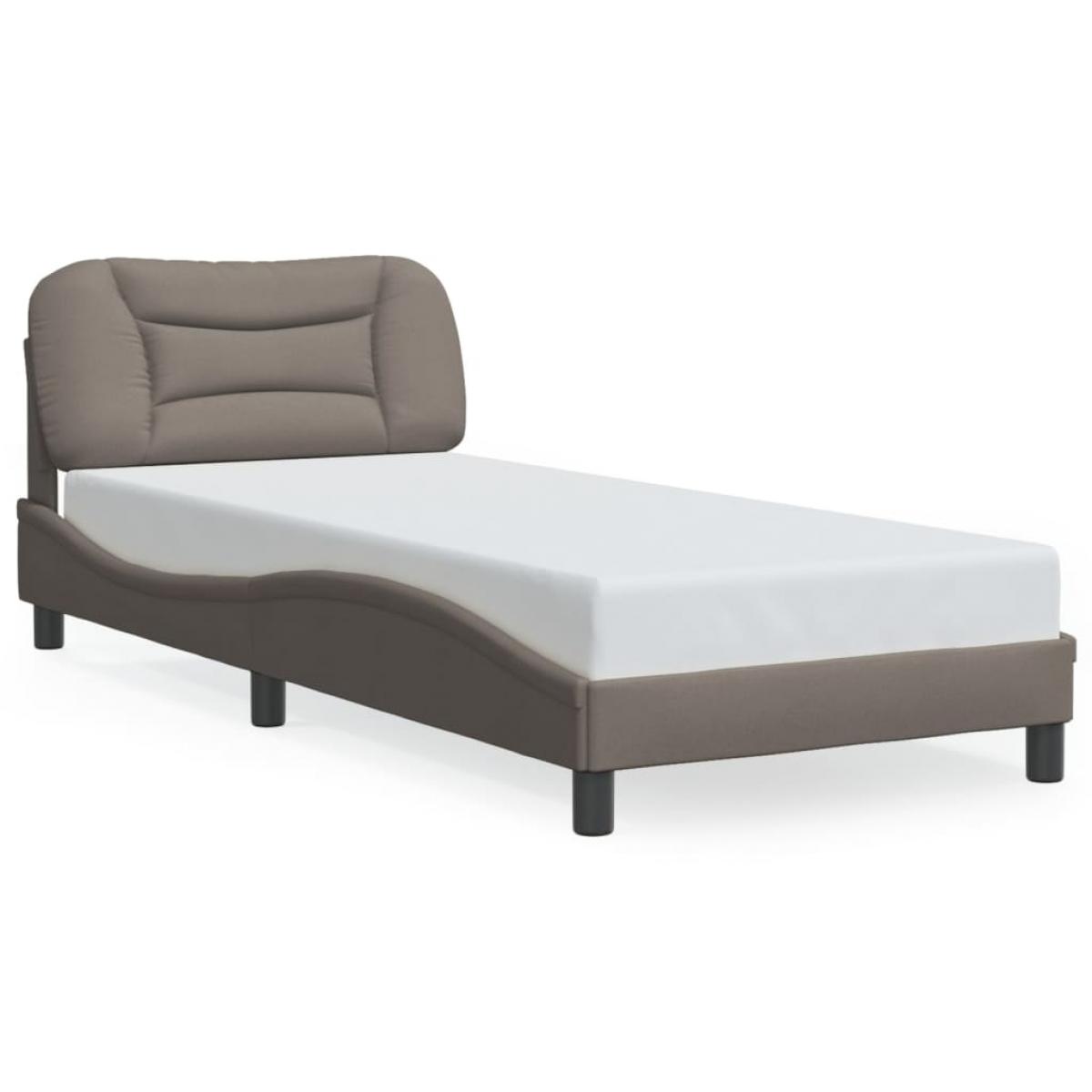 Estructura de cama con luces LED tela gris taupe 80x200 cm