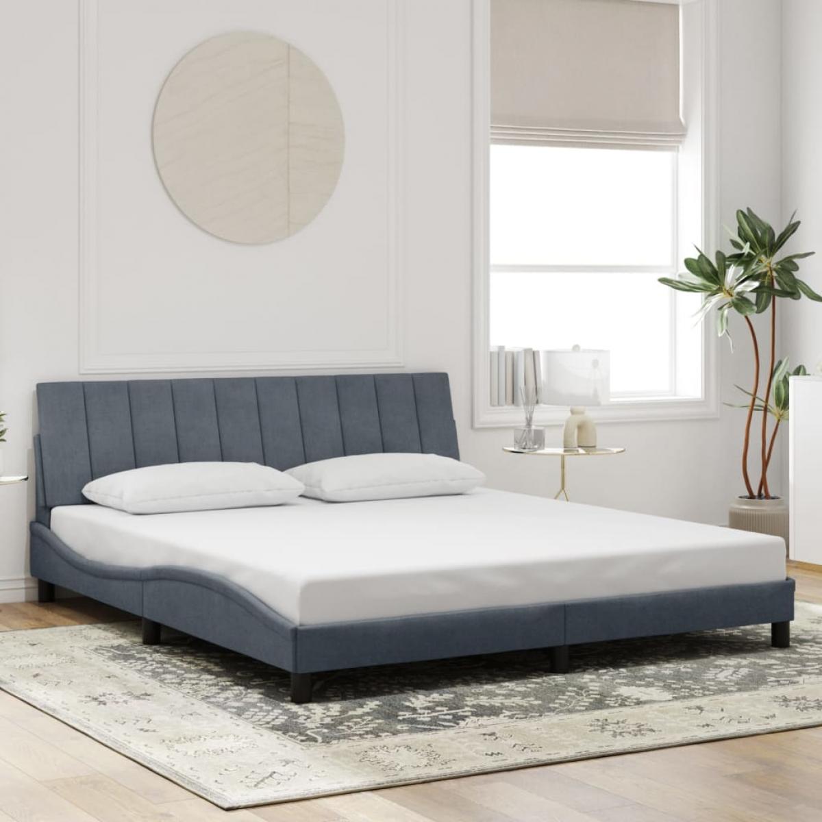 Estructura cama con luces LED terciopelo gris oscuro 180x200 cm