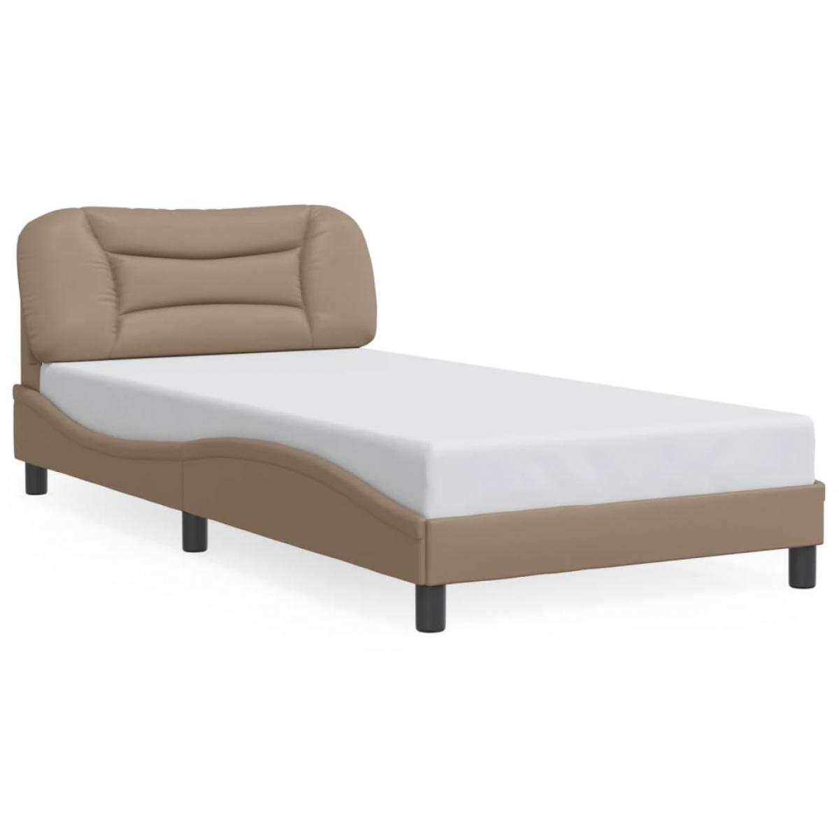 Estructura de cama con LED cuero sintético capuchino 100x200 cm