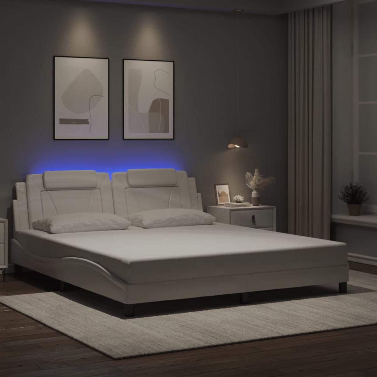 Estructura de cama con LED sin colchón blanco 180x200 cm