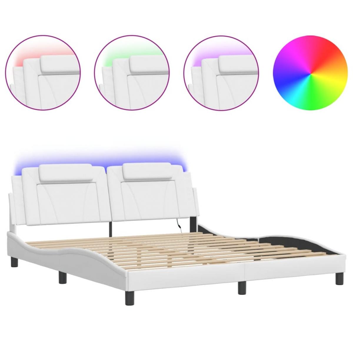 Estructura de cama con LED sin colchón blanco 180x200 cm