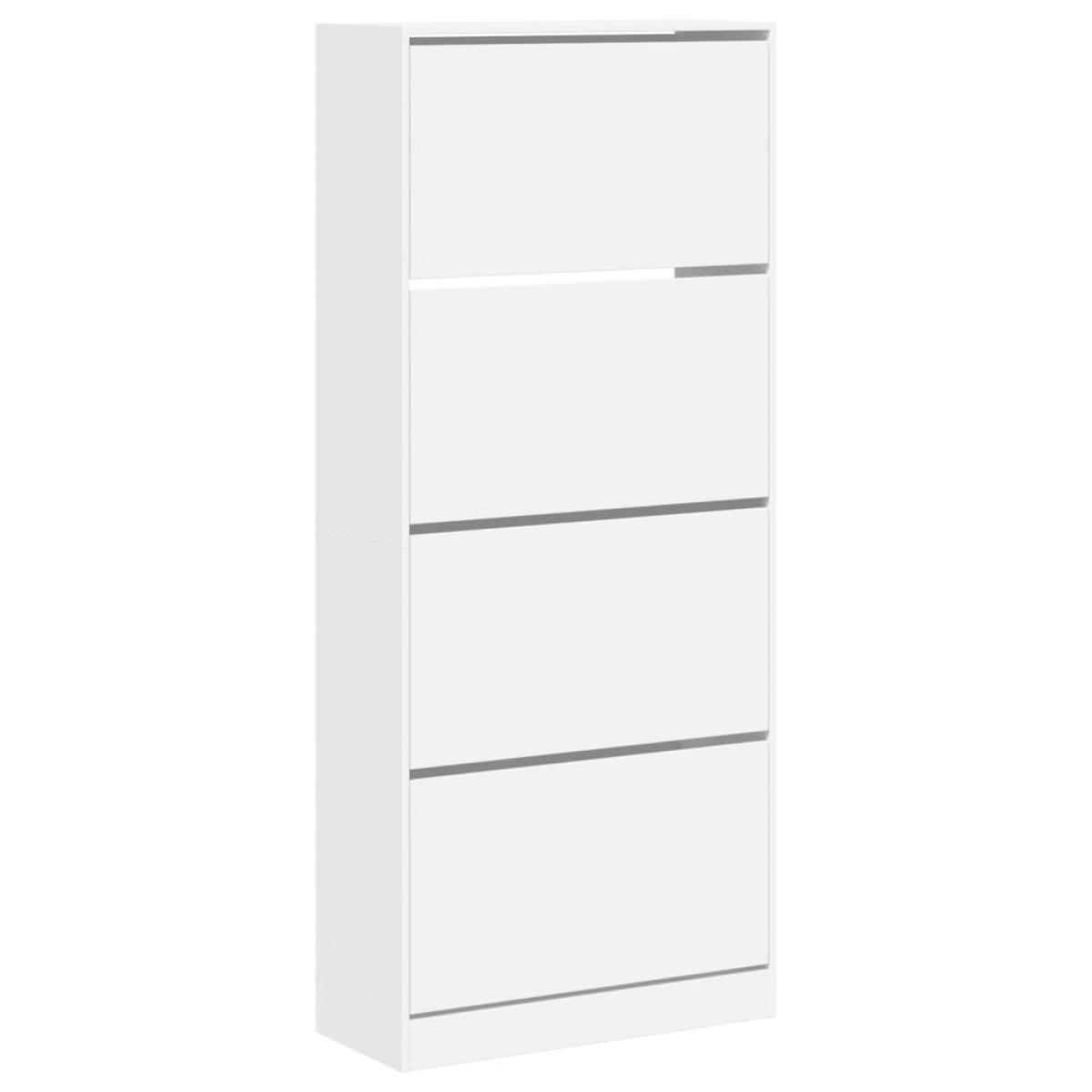 Mueble zapatero con 4 cajones abatibles blanco 80x34x187,5 cm