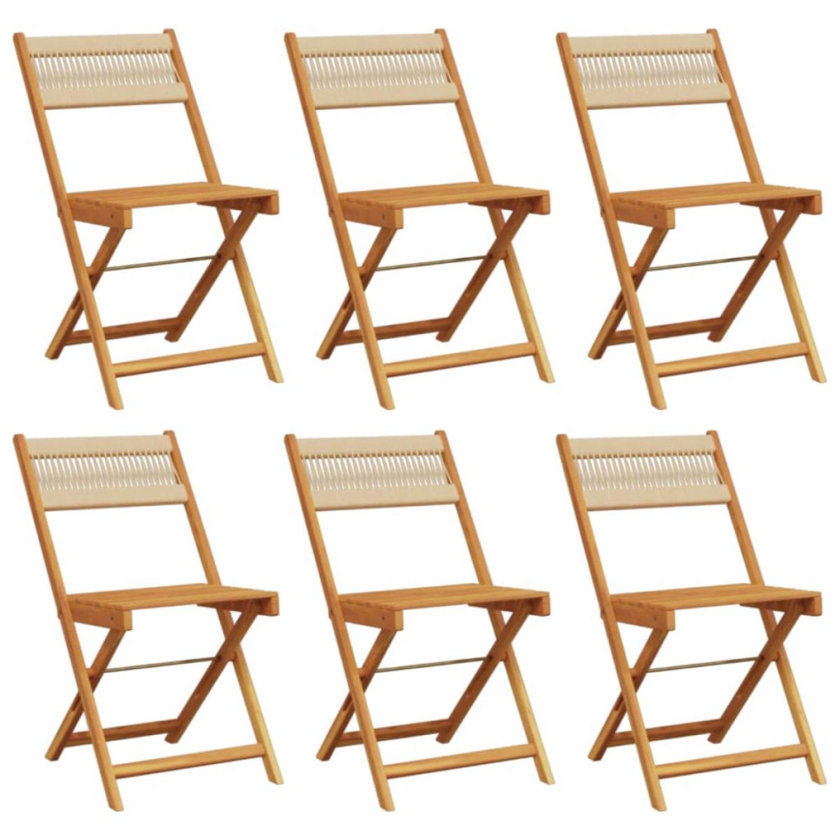 Sillas de jardín plegables 6 uds madera maciza acacia beige