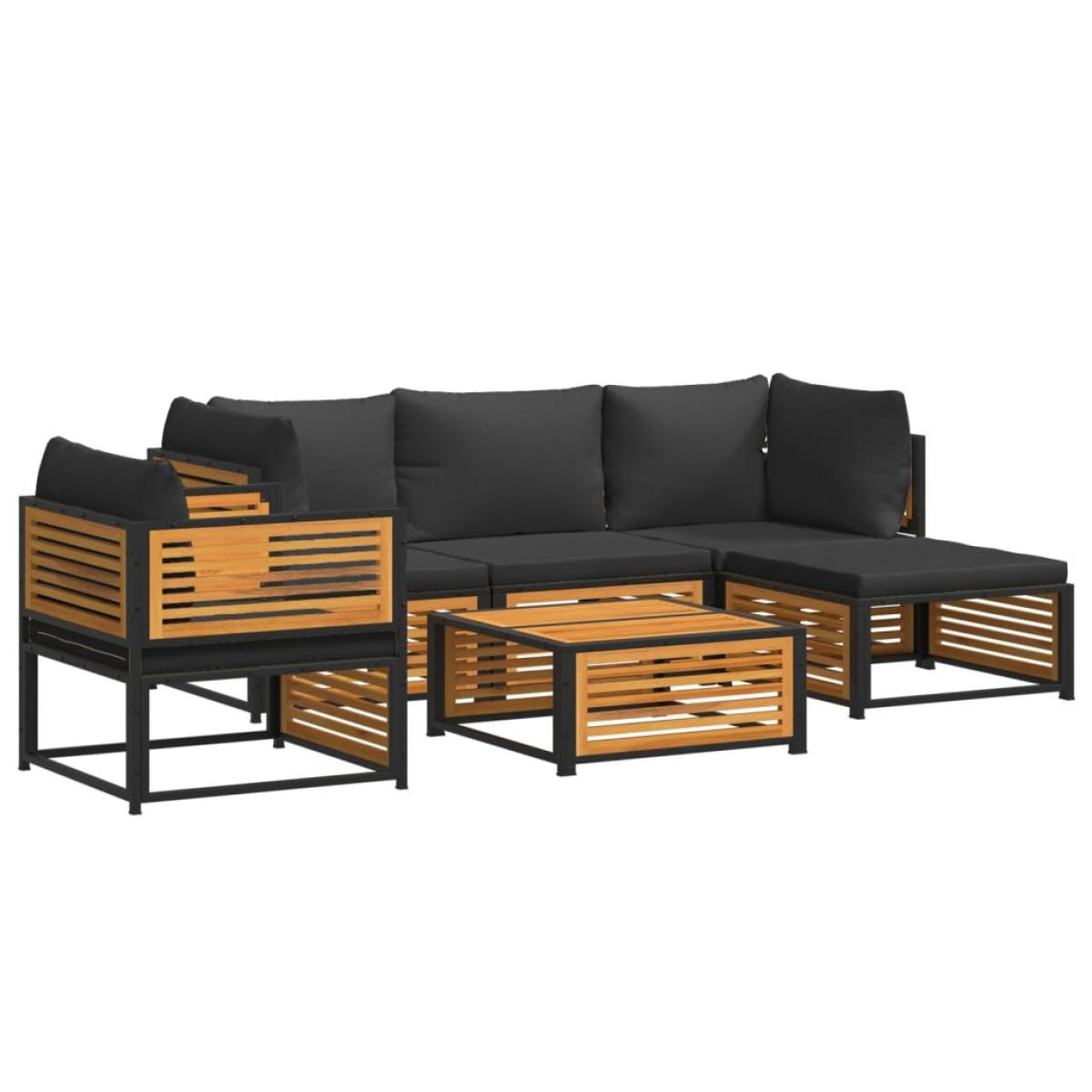 Set de sofás de jardín con cojines 6 pzas madera maciza acacia