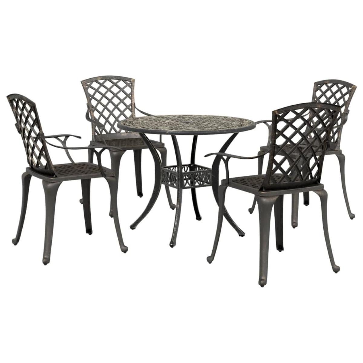 Juego de comedor de jardín 5 piezas aluminio fundido bronce