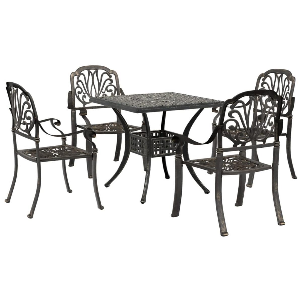Juego de comedor de jardín 5 piezas aluminio fundido bronce