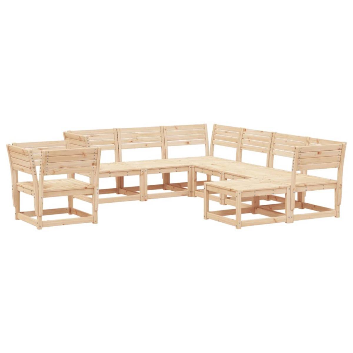 Juego de muebles de jardín 8 piezas madera maciza de pino