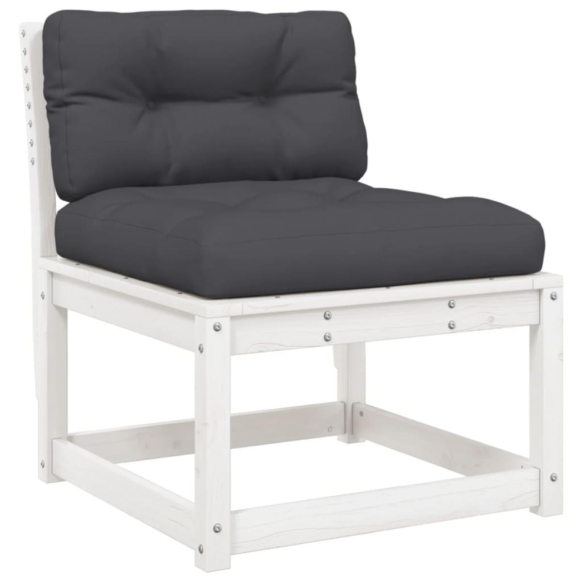 Set sofás jardín 5 pzas con cojines madera maciza pino blanco